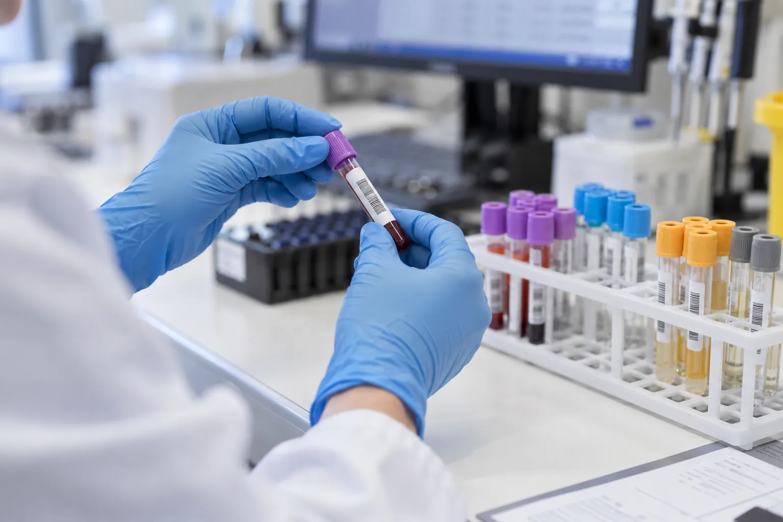 Amostras preparadas para análise em laboratório