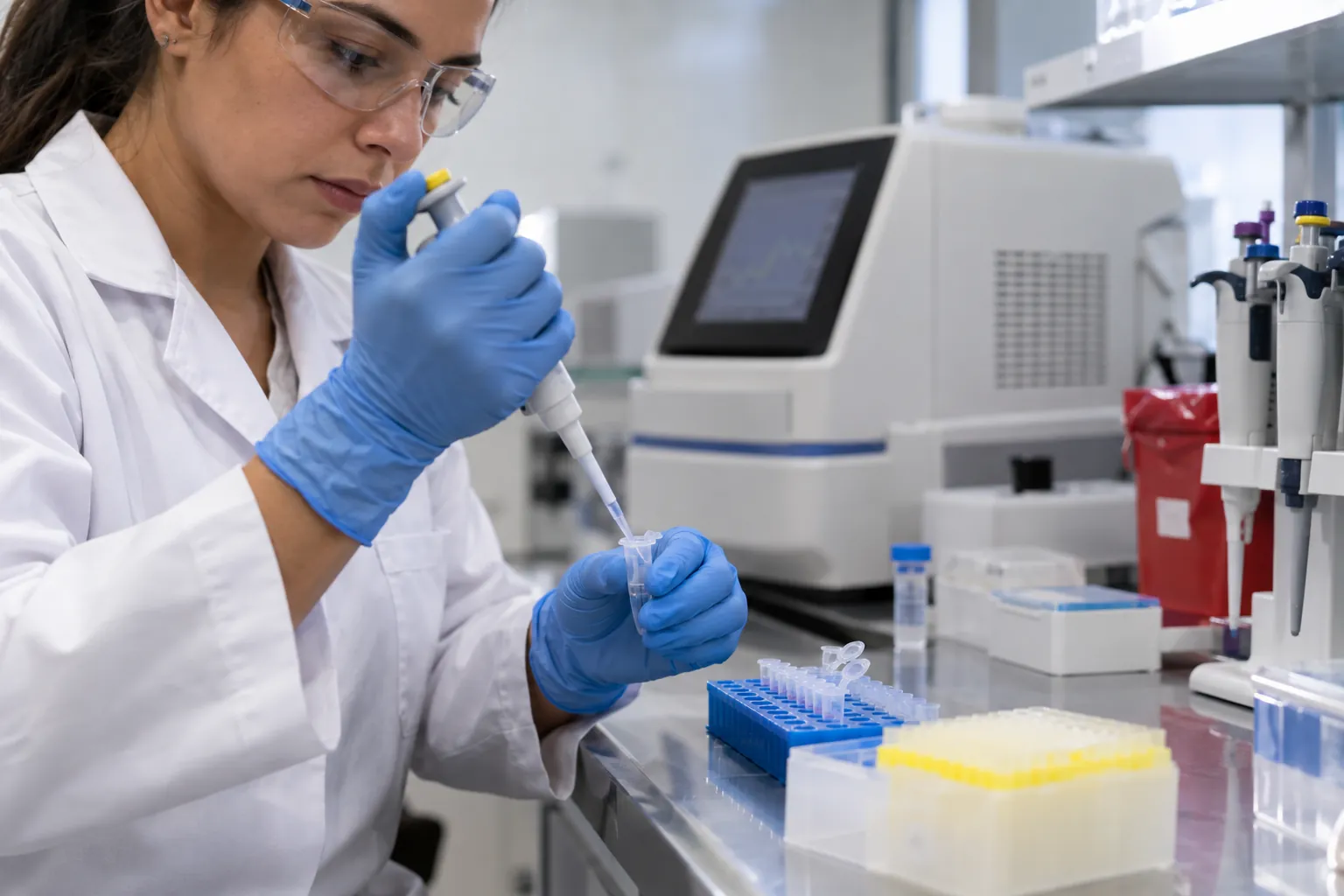 Amostra sendo processada para análise genética